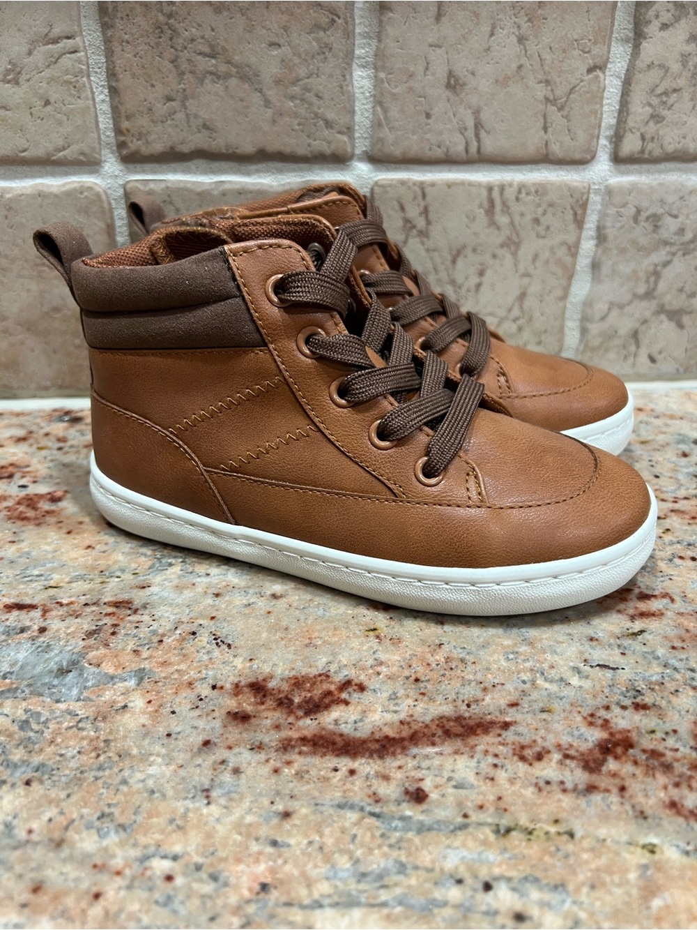 Cat & Jack Brown High-Top Kids Boots with White Sole